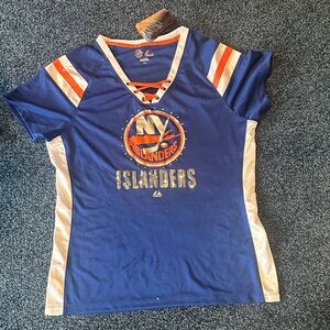 Majestic Islanders NHL hockey v neck sequined nwt $68 size L